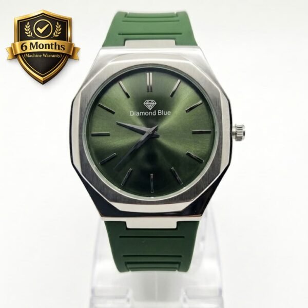 Diamond Blue Octagonal Dial Analog Quartz Movement Silicone Straps & Magnetic Lock Watch Unisex