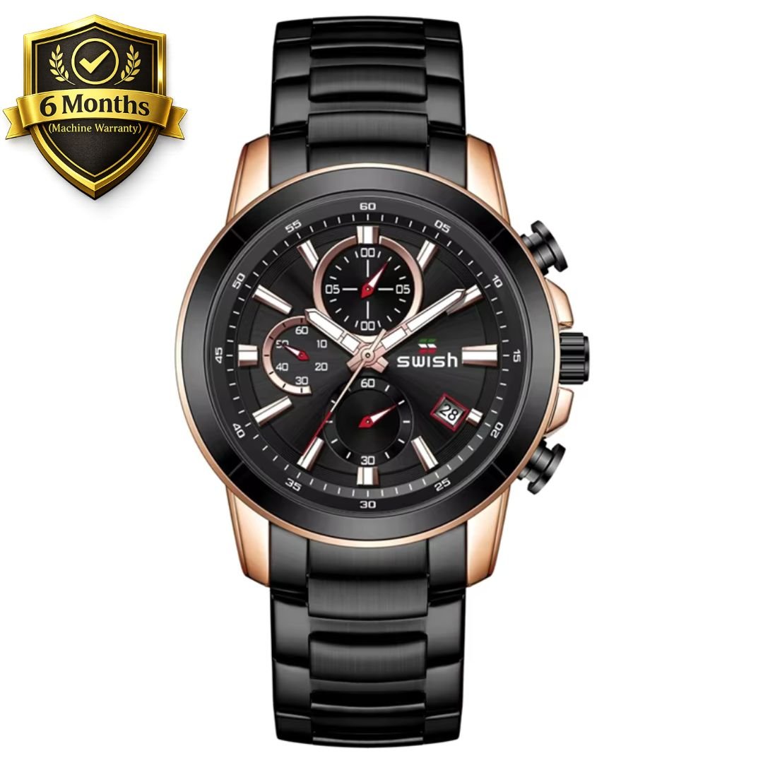 SWISH Luxury Waterproof Steel Watche for Men Fashion Sports Chronograph Working