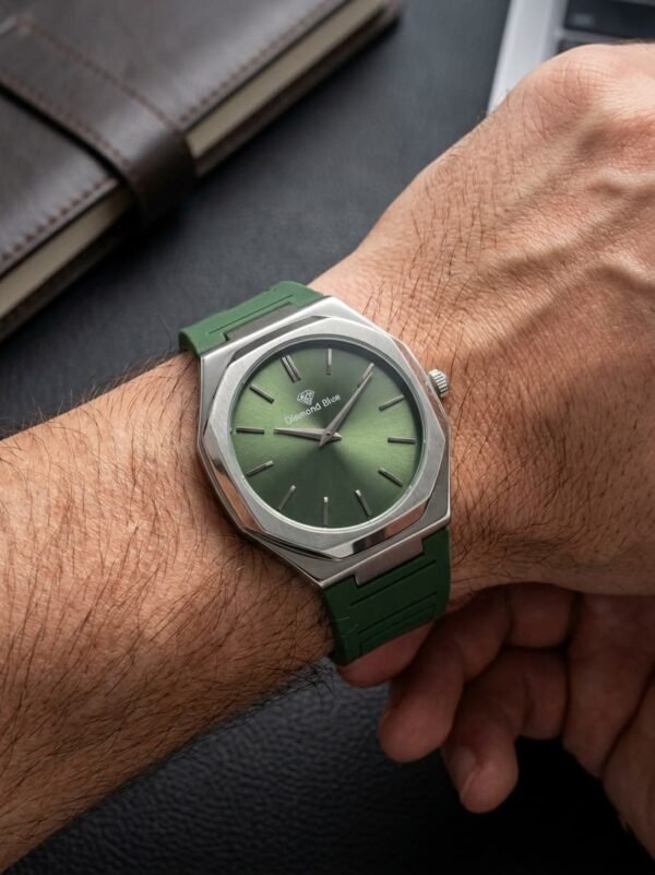 Diamond Blue Octagonal Dial Analog Quartz Movement Silicone Straps & Magnetic Lock Watch Unisex