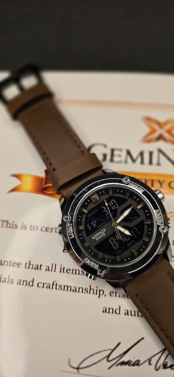 A-Shoke Metal Dial Dual-Time Sports Watch