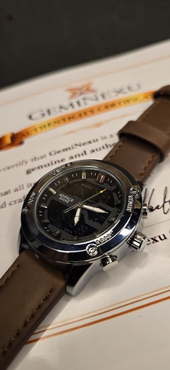 A-Shoke Metal Dial Dual-Time Sports Watch