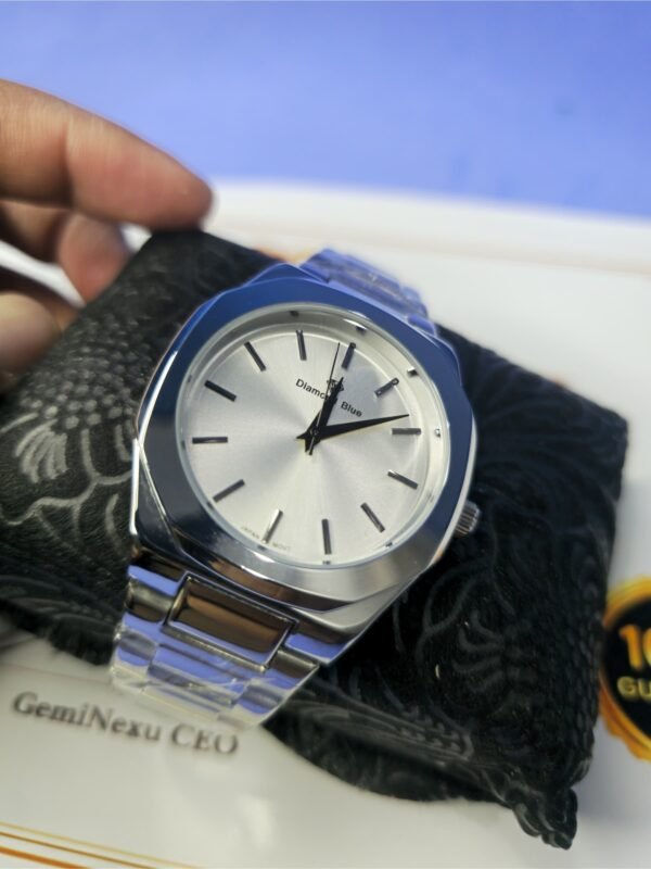 Diamond Blue Premium Quality Octagonal Dial Stainless Steel Chain Watch With Date Display