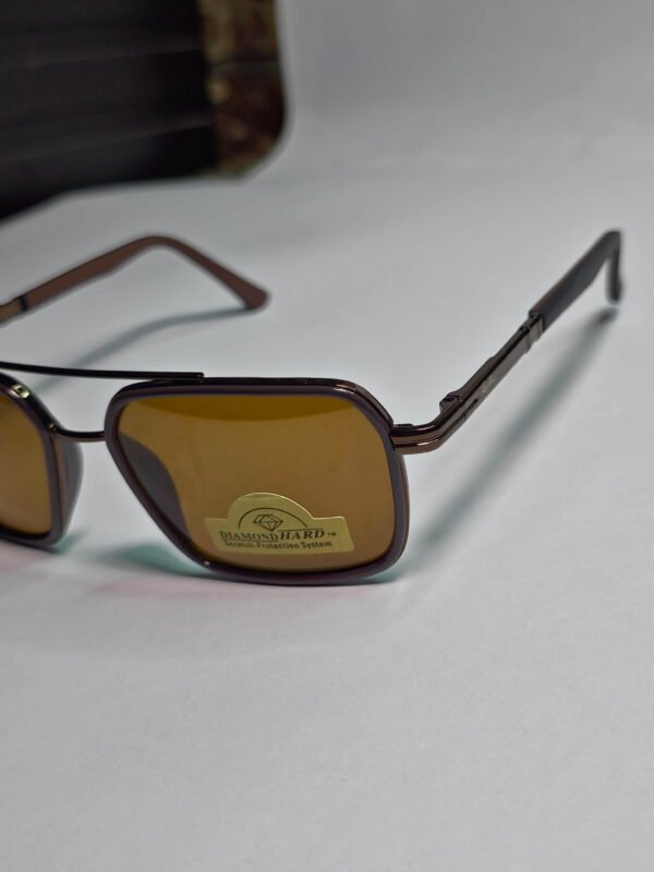 Ray-Ban Vintage-Style Square Aviator Sunglasses – Metallic Brown Frame with Diamond Hard Amber Lenses