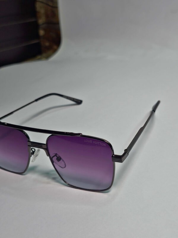 Louis Vuitton Signature Edition Square Aviator Sunglasses – Gunmetal Frame with Purple Gradient Lenses