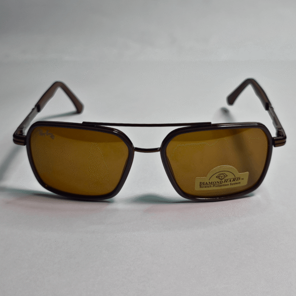 Ray-Ban Vintage-Style Square Aviator Sunglasses – Metallic Brown Frame with Diamond Hard Amber Lenses