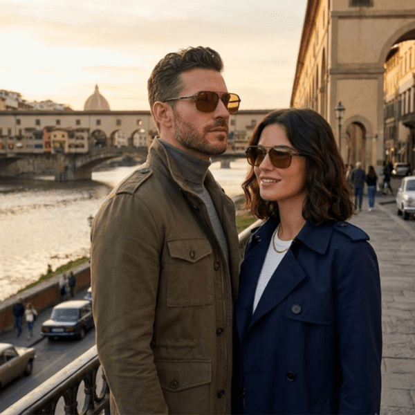 Ray-Ban Vintage-Style Square Aviator Sunglasses – Metallic Brown Frame with Diamond Hard Amber Lenses