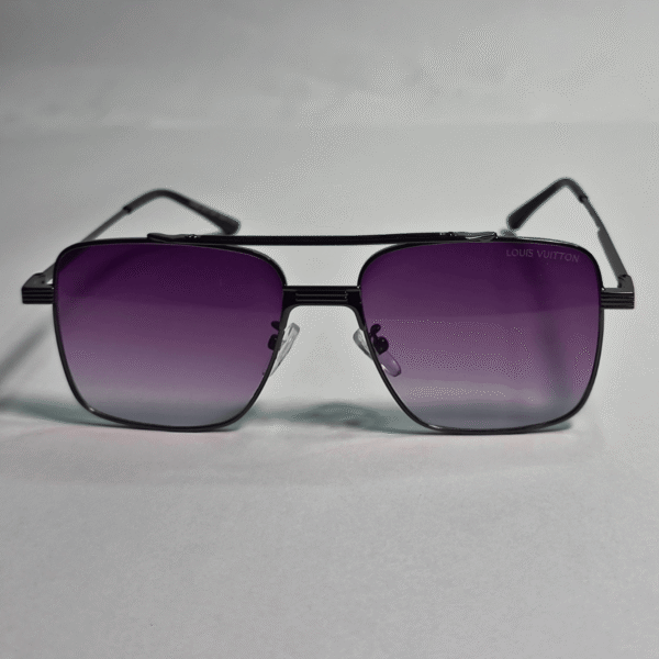 Louis Vuitton Signature Edition Square Aviator Sunglasses – Gunmetal Frame with Purple Gradient Lenses
